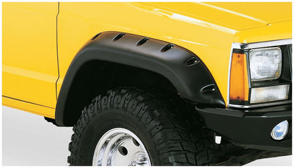Black Jeep Cutout Style Textured Finish 4-Piece Fender Flare Set For 1984-2001 Jeep Cherokee 2-Door Bushwacker-5