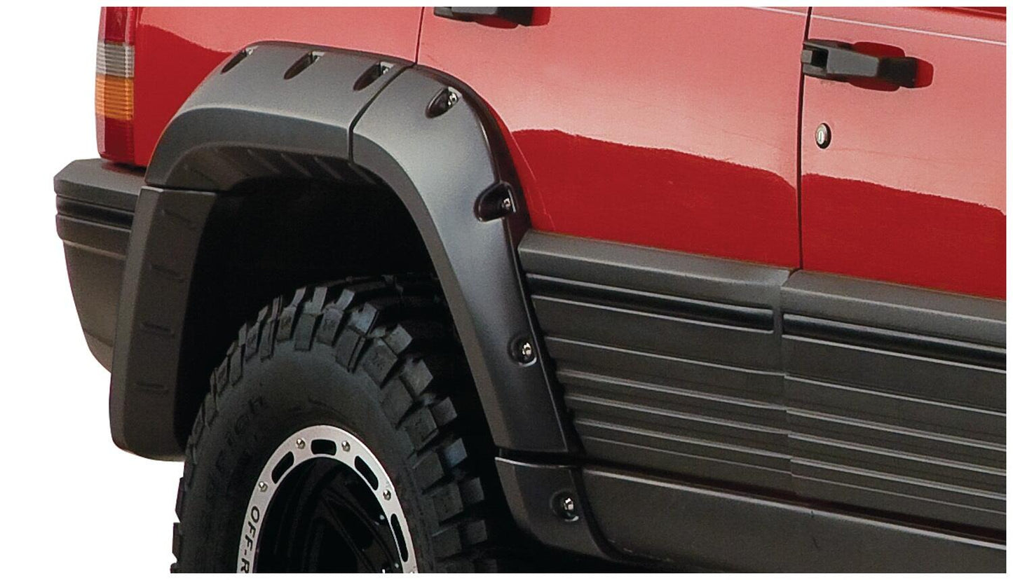 Black Jeep Cutout Style Textured Finish 4-Piece Fender Flare Set For 1993-1998 Jeep Grand Cherokee Bushwacker-3