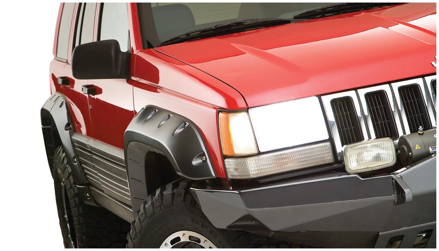Black Jeep Cutout Style Textured Finish 4-Piece Fender Flare Set For 1993-1998 Jeep Grand Cherokee Bushwacker-4