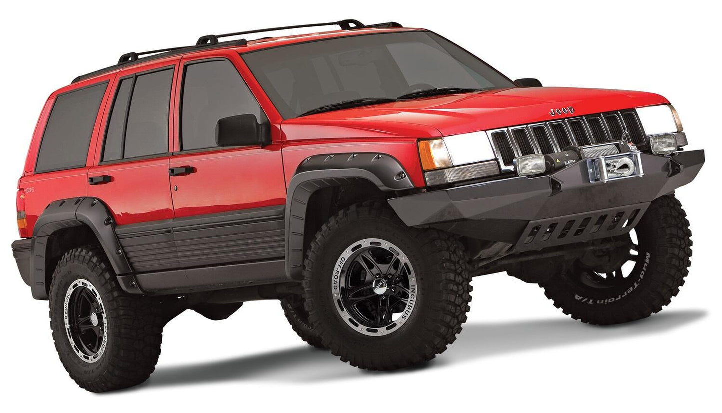 Black Jeep Cutout Style Textured Finish 4-Piece Fender Flare Set For 1993-1998 Jeep Grand Cherokee Bushwacker-5