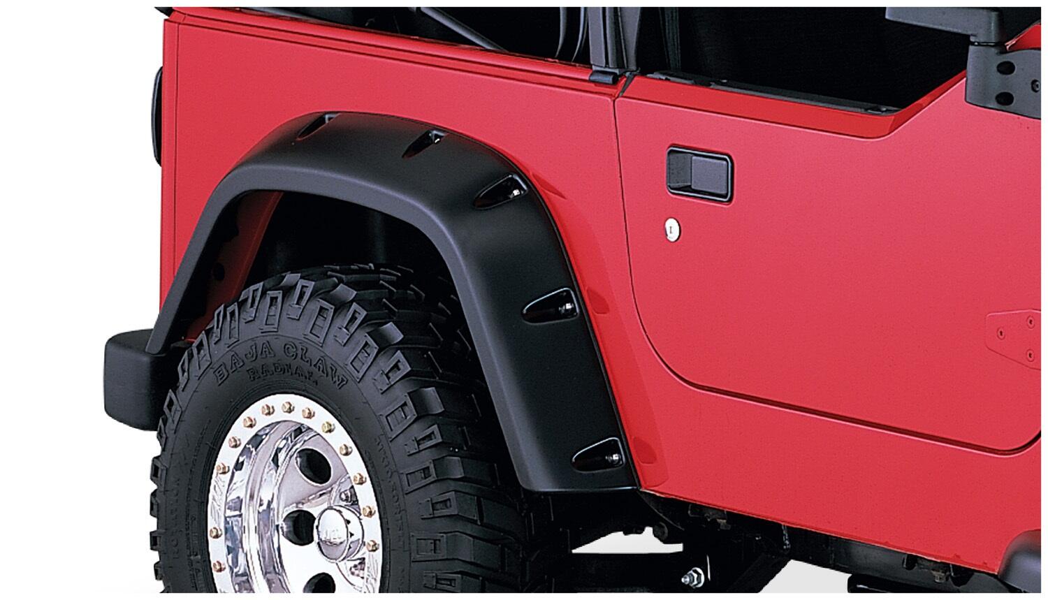 Black Pocket/Rivet Style Textured Finish 4-Piece Fender Flare Set For 1997-2006 Jeep Wrangler TJ Bushwacker-2
