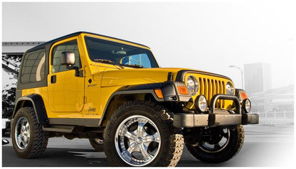 Black Pocket/Rivet Style Textured Finish 4-Piece Fender Flare Set For 1997-2006 Jeep Wrangler TJ Bushwacker-4