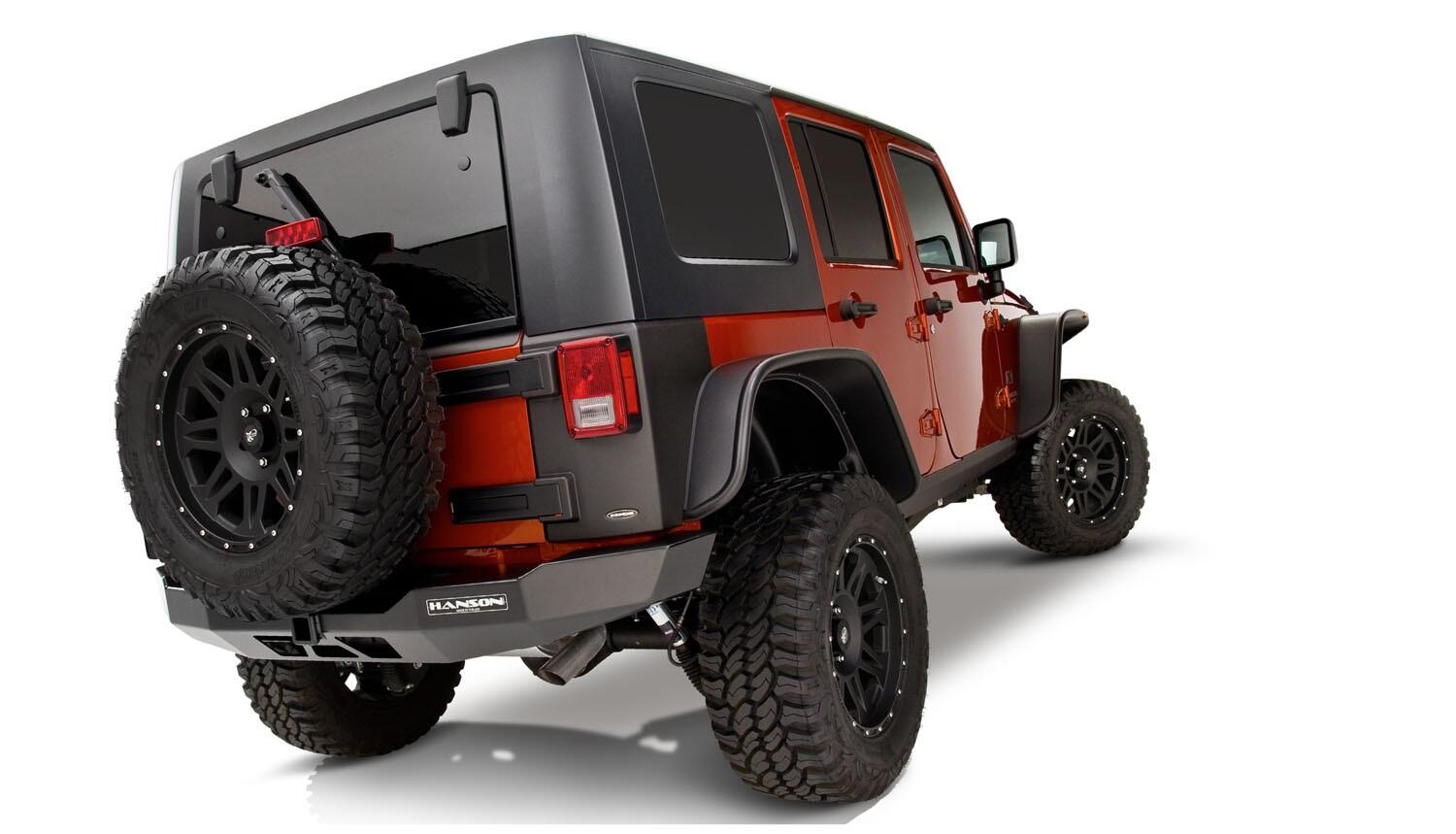 Black Jeep Flat Style Textured Finish 4-Piece Fender Flare Set For 2007-2018 Jeep Wrangler JK Unlimited 4-Door Bushwacker-4