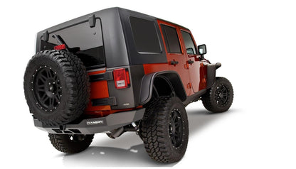 Black Jeep Flat Style Textured Finish 4-Piece Fender Flare Set For 2007-2018 Jeep Wrangler JK Unlimited 4-Door Bushwacker-4