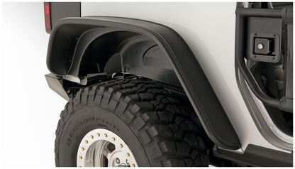 Black Jeep Flat Style Textured Finish 4-Piece Fender Flare Set For 2007-2018 Jeep Wrangler JK 2-Door Bushwacker-3