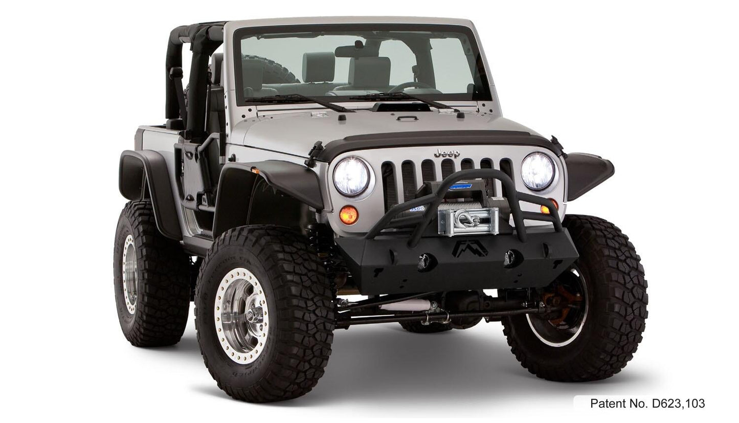 Black Jeep Flat Style Textured Finish 4-Piece Fender Flare Set For 2007-2018 Jeep Wrangler JK 2-Door Bushwacker-5