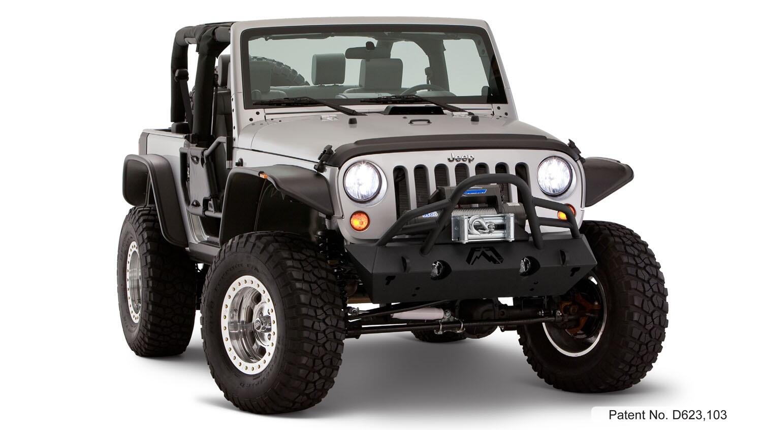 Black Jeep Flat Style Textured Finish 4-Piece Fender Flare Set For 2007-2018 Jeep Wrangler JK 2-Door Bushwacker-5