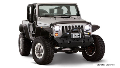 Black Jeep Flat Style Textured Finish 4-Piece Fender Flare Set For 2007-2018 Jeep Wrangler JK 2-Door Bushwacker-5