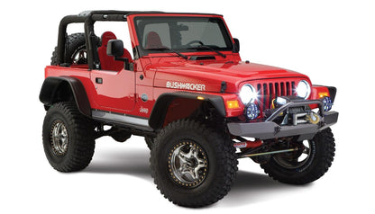 Black Jeep Flat Style Textured Finish 4-Piece Fender Flare Set For 1997-2006 Jeep Wrangler TJ Bushwacker-4