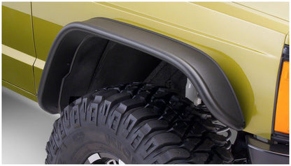 Black Jeep Flat Style Textured Finish 4-Piece Fender Flare Set For 1984-2001 Jeep Cherokee Bushwacker-1