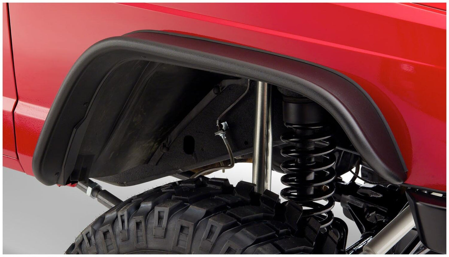 Black Jeep Flat Style Textured Finish 4-Piece Fender Flare Set For 1984-2001 Jeep Cherokee Bushwacker-3