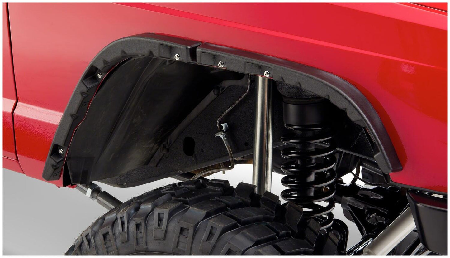 Black Jeep Flat Style Textured Finish 4-Piece Fender Flare Set For 1984-2001 Jeep Cherokee Bushwacker-4