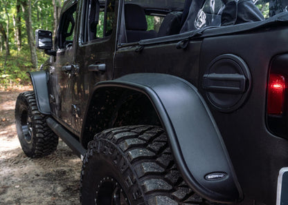 Black Jeep Flat Style Textured Finish 4-Piece Fender Flare Set For 2018-2023 Jeep Wrangler JL (All Models) Bushwacker-1