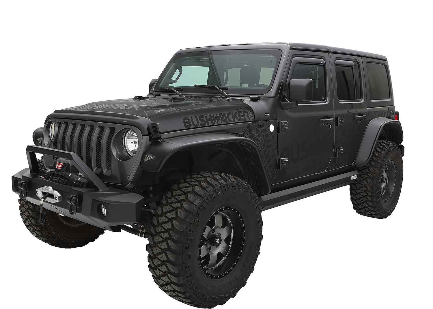 Black Jeep Flat Style Textured Finish 4-Piece Fender Flare Set For 2018-2023 Jeep Wrangler JL (All Models) Bushwacker-2