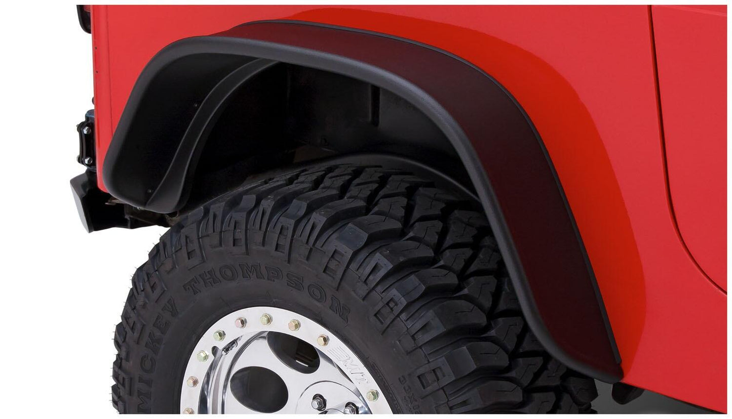 Black Jeep Flat Style Textured Finish 4-Piece Fender Flare Set For 1987-1995 Jeep Wrangler YJ (Excludes Renegade) Bushwacker-2