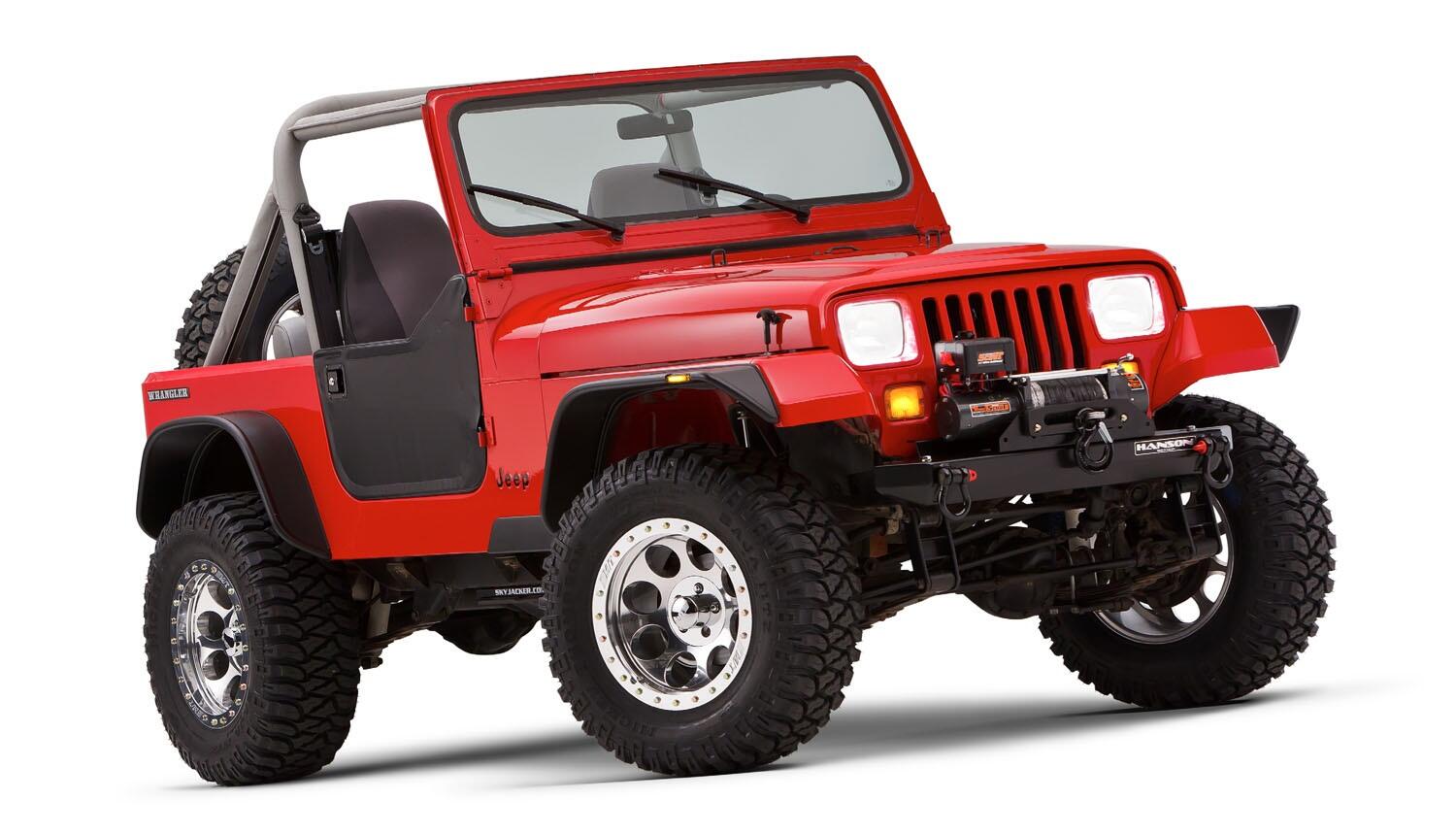 Black Jeep Flat Style Textured Finish 4-Piece Fender Flare Set For 1987-1995 Jeep Wrangler YJ (Excludes Renegade) Bushwacker-3