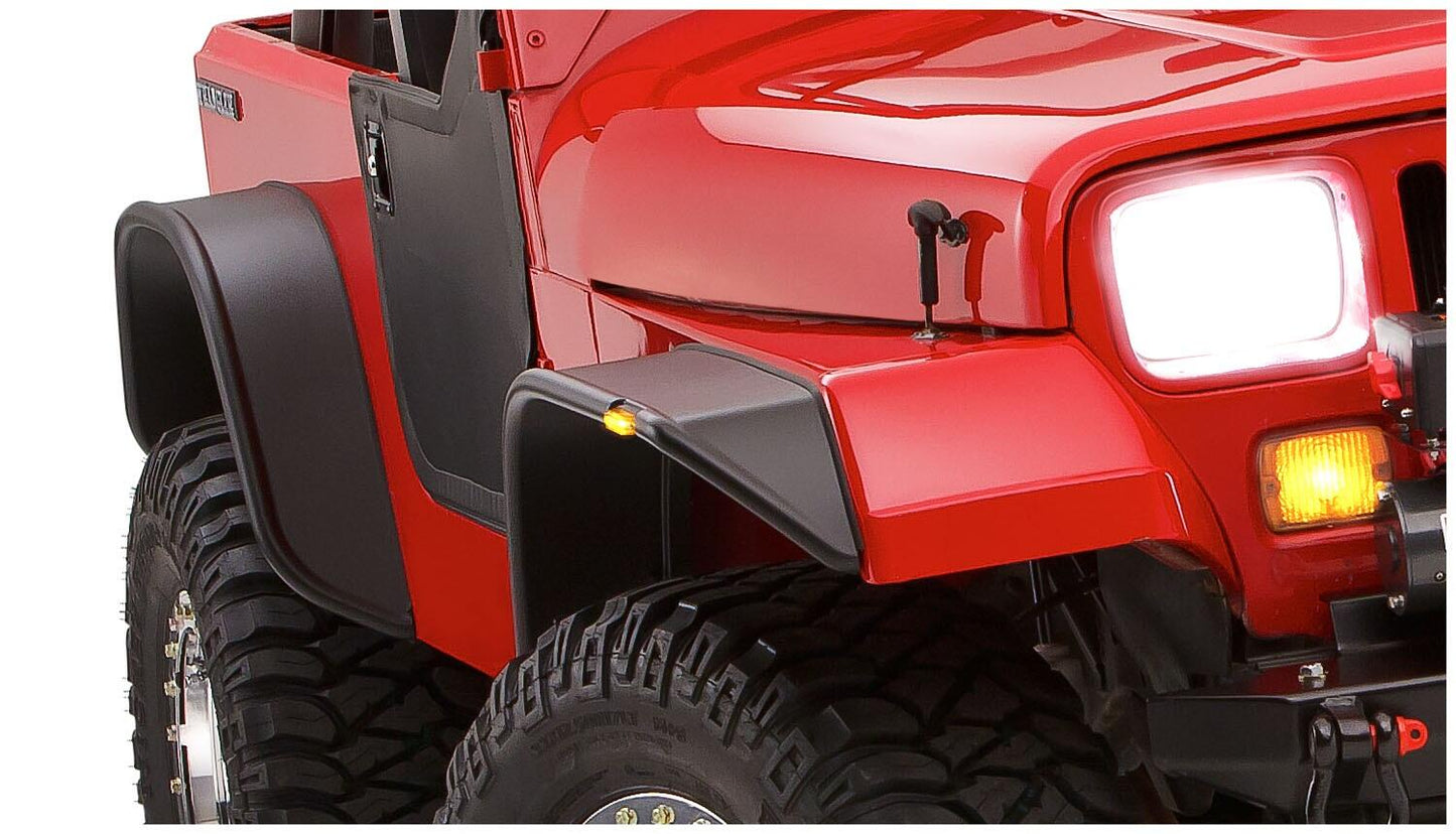 Black Jeep Flat Style Textured Finish 4-Piece Fender Flare Set For 1987-1995 Jeep Wrangler YJ (Excludes Renegade) Bushwacker-5