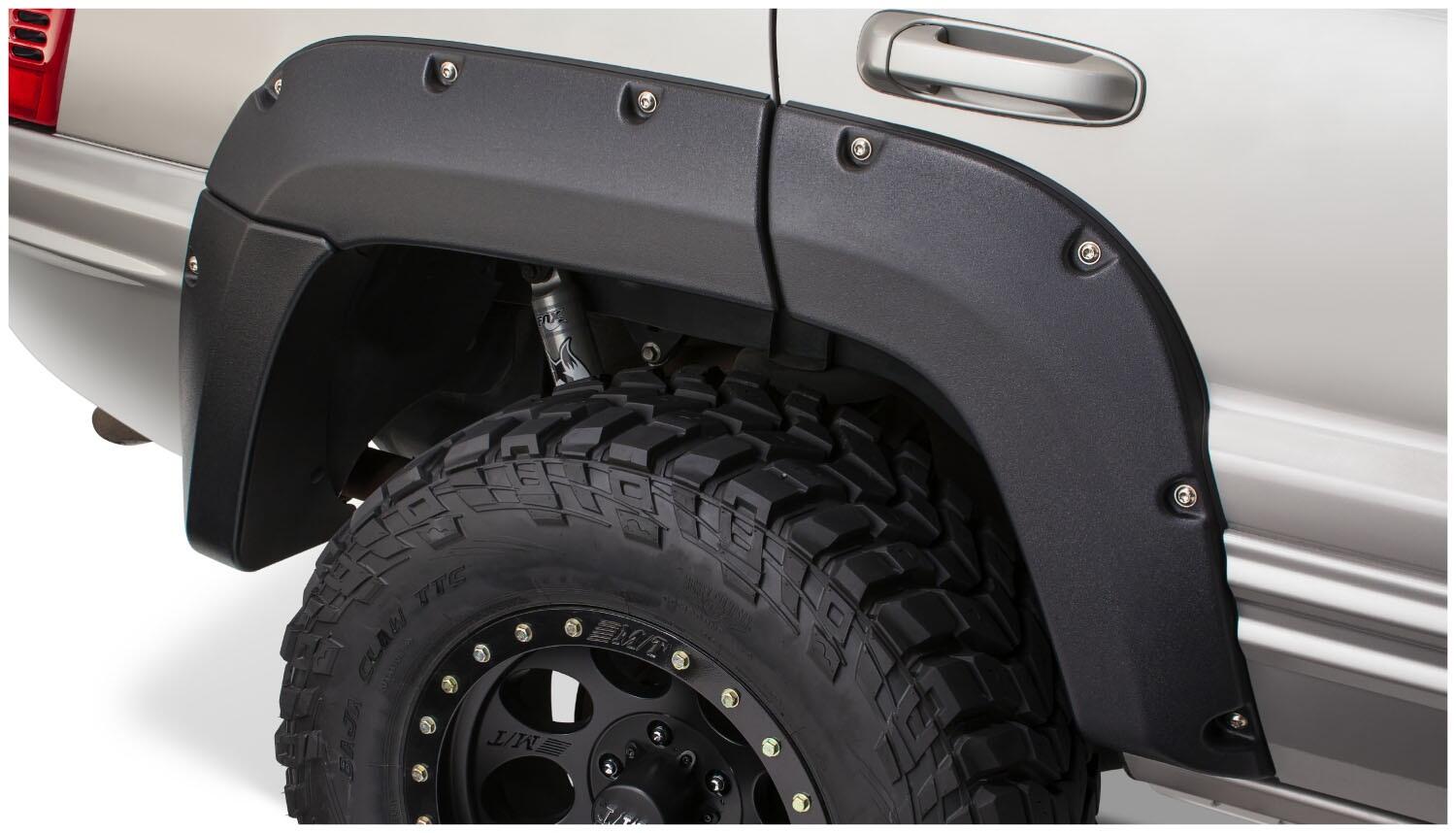 Black Jeep Cutout Style Textured Finish 4-Piece Fender Flare Set For 1999-2004 Jeep Grand Cherokee Bushwacker-2