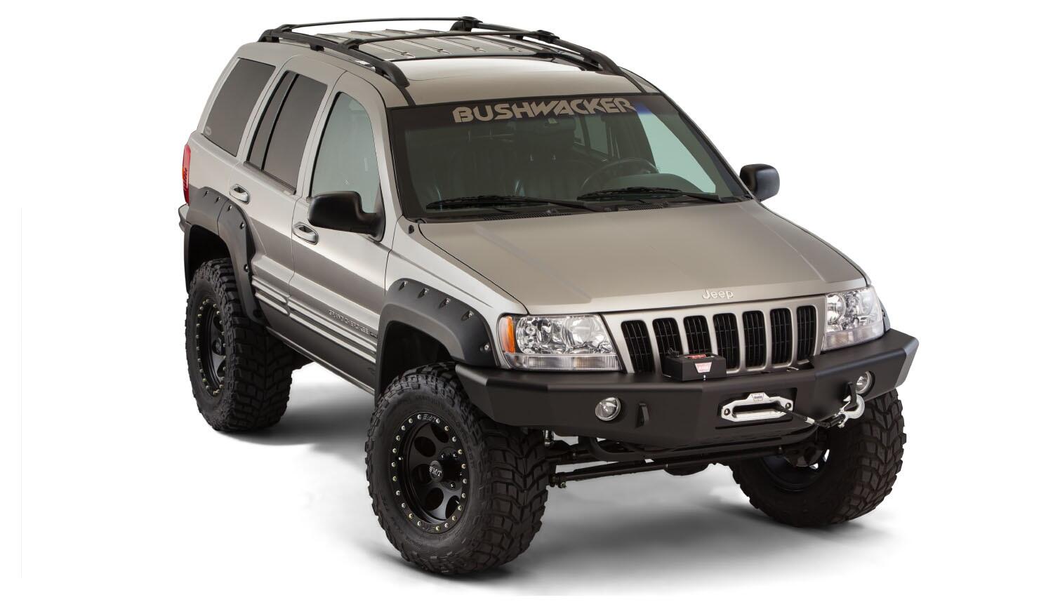 Black Jeep Cutout Style Textured Finish 4-Piece Fender Flare Set For 1999-2004 Jeep Grand Cherokee Bushwacker-3