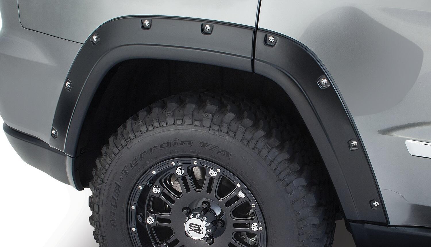 Black Pocket/Rivet Style Smooth Finish 4-Piece Fender Flare Set For 2011-2016 Jeep Grand Cherokee (Excludes SRT8) Bushwacker-1