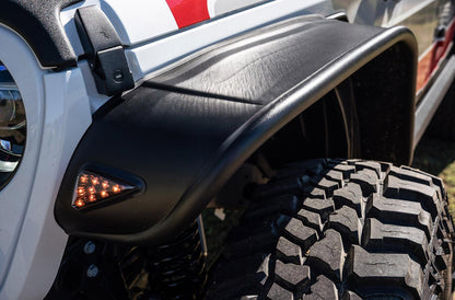 Black Jeep Flat Style Textured Finish 4-Piece Fender Flare Set For 2020-2023 Jeep Gladiator Launch Edition Bushwacker-2