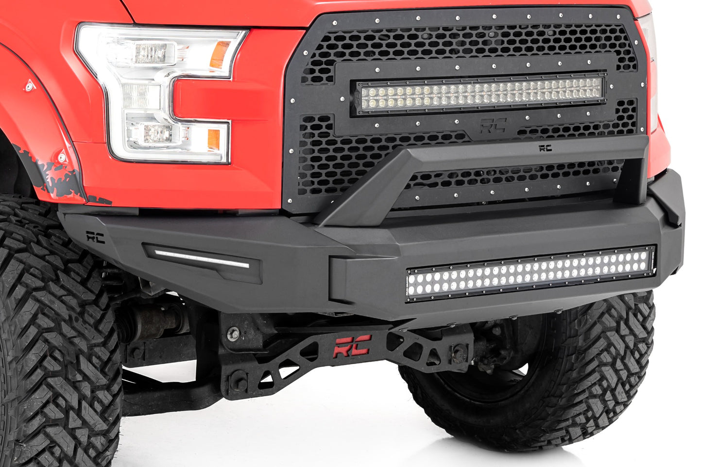 Rough Country Front Modular Bumper w/Skidplate and 30 Inch LED Light Bar 15-17 Ford F-150 2WD/4WD Rough Country