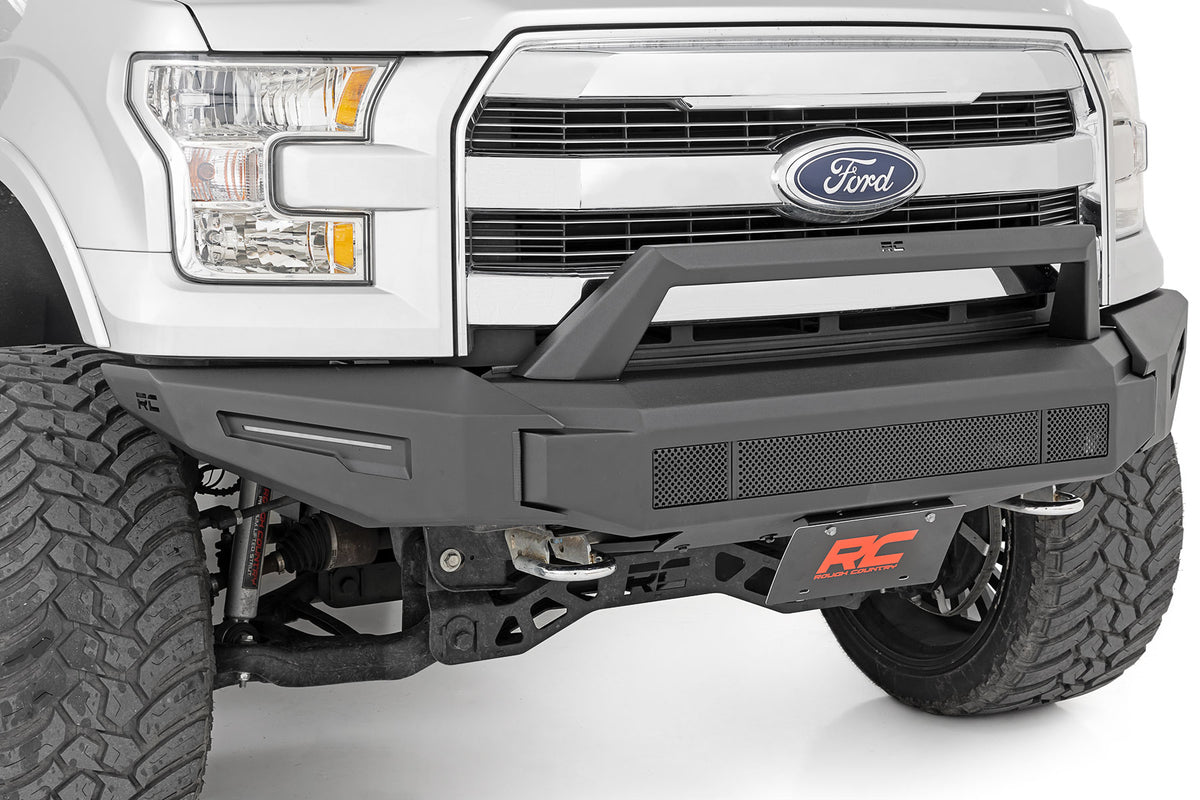 Front Modular Bumper w/Skidplate and 30 Inch LED Light Bar 15-17 Ford F-150 2WD/4WD Rough Country-3
