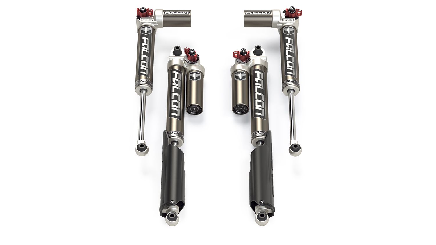 18-Up Jeep Wrangler JL EcoDiesel/4xe/392 4 Door SP2 3.3 Fast Adjust Piggyback Shock Kit 0-1.5 Inch Falcon Shocks