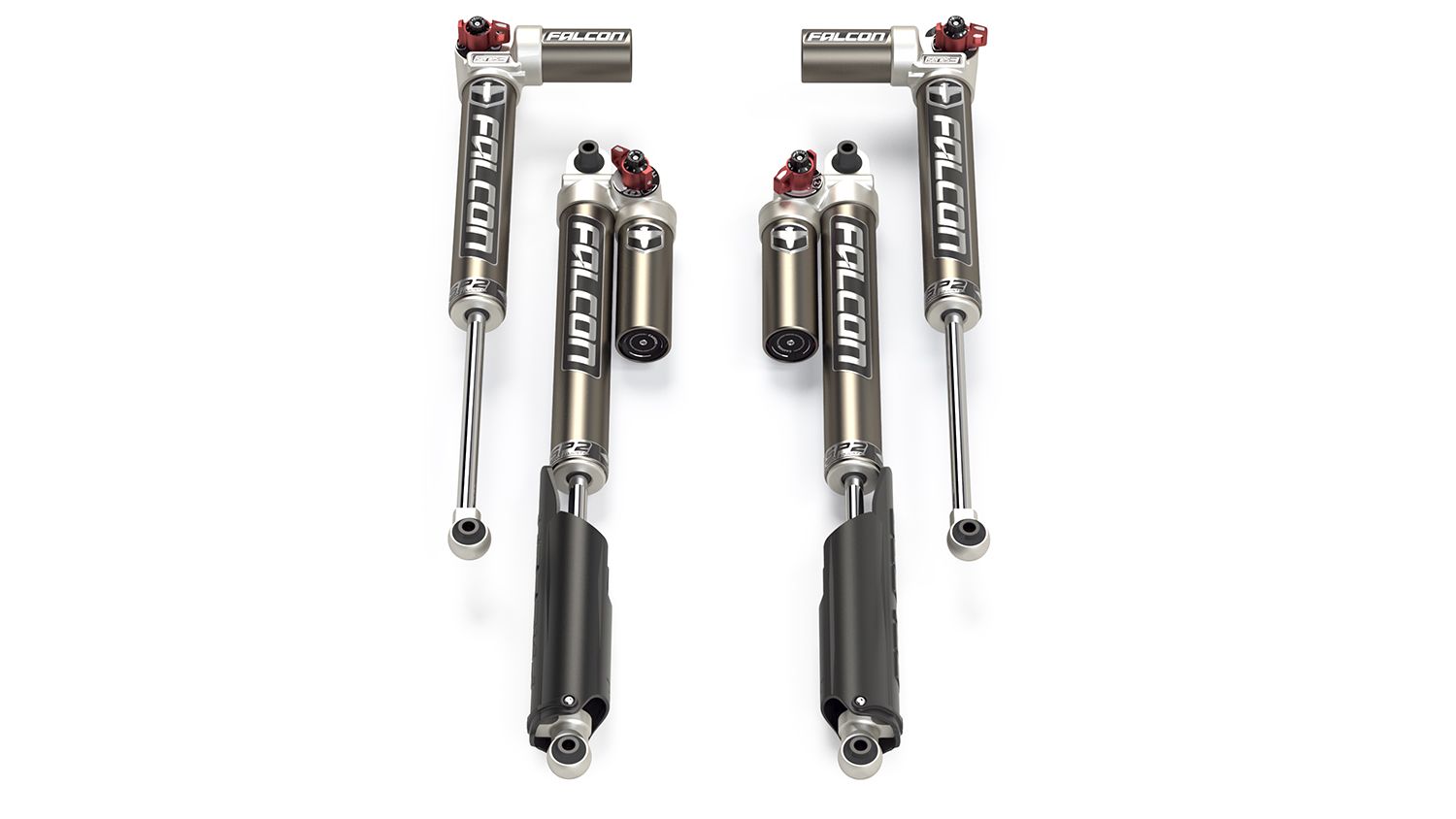 18-Up Jeep Wrangler JL EcoDiesel/4xe/392 4 Door SP2 3.3 Fast Adjust Piggyback Shock Kit 2-4.5 Inch Falcon Shocks