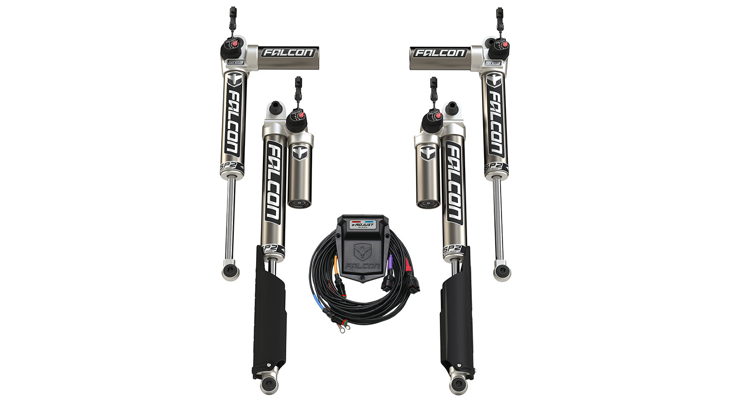 18-Up Jeep Wrangler 18-Up Jeep WranglerJL 4 Door SP2 3.5 e-Adjust Piggyback Shock Kit 0-1.5 Inch Lift Falcon Shocks