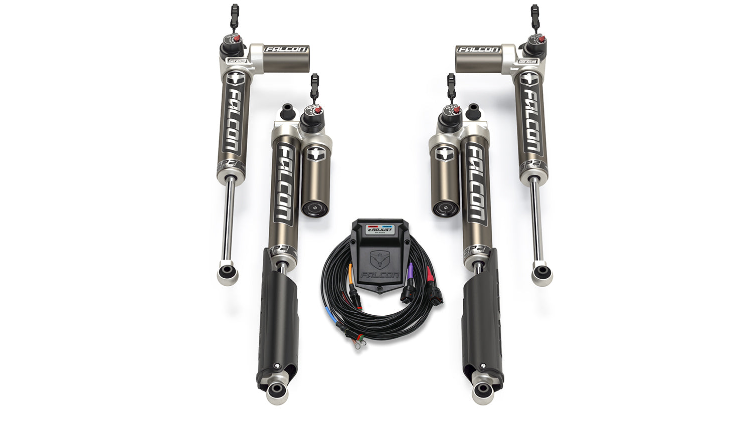 18-Up Jeep Wrangler JL EcoDiesel/4xe/392 SP2 3.5 e-Adjust Piggyback Shock Kit 0-1.5 Inch Lift Falcon Shocks