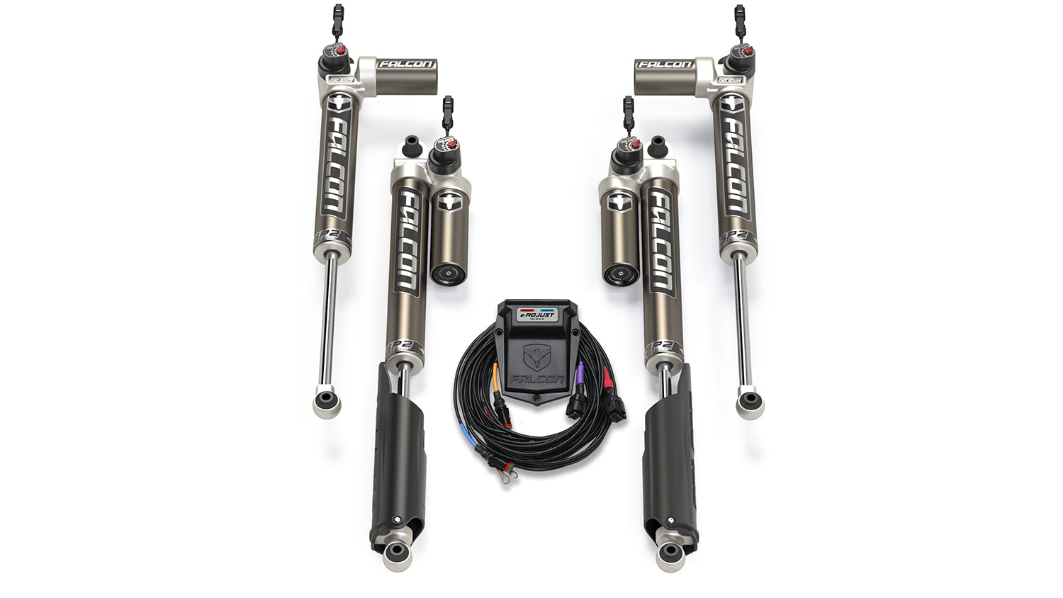 18-Up Jeep Wrangler JL EcoDiesel/4xe/392 SP2 3.5 e-Adjust Piggyback Shock Kit 2-4.5 Inch Lift Falcon Shocks