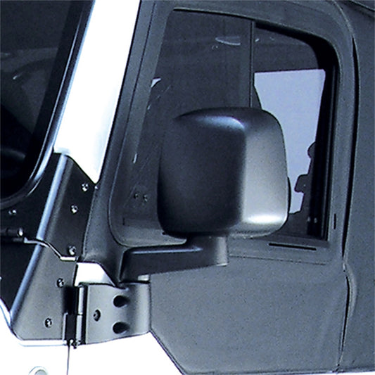 Door Mirror Left Black fits the Driver side of 03-06 Wrangler TJ OMIX
