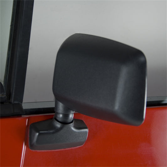 Door Mirror Left Black fits the Driver side of 87-95 Wrangler YJ OMIX