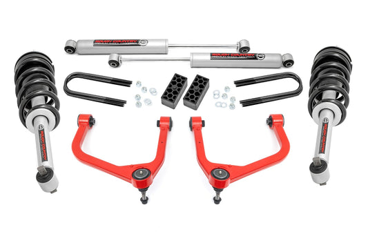 3.5 Inch Lift Kit N3 Struts Red Chevy Silverado 1500 2WD/4WD (2025-2026) Rough Country