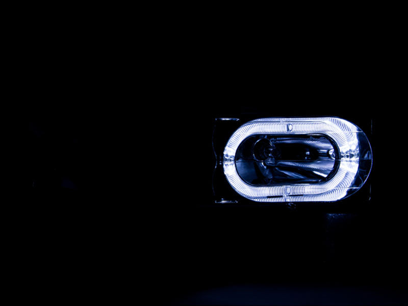 Headlight Set Crystal w/Halo Clear Lens Black Housing Pair Not For Use W/Sealed Beam Headlights Does Not Fit Models With Sealed Beam Headlights Chevy/GMC Trucks/SUVs 1988-2000 AnzoUSA-2