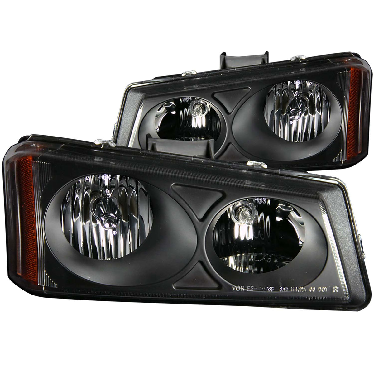 Headlight Set Crystal Clear Lens Black Housing Pair Avalanche 1500/Avalanche/Avalanche Silverado 2500 2003-2006, Chevrolet Silverado 1500/1500 HD/2500 HD/3500 2003-2007 AnzoUSA