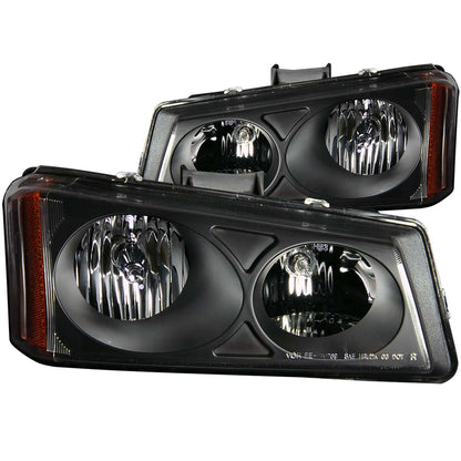Headlight Set Crystal Clear Lens Black Housing Pair Avalanche 1500/Avalanche/Avalanche Silverado 2500 2003-2006, Chevrolet Silverado 1500/1500 HD/2500 HD/3500 2003-2007 AnzoUSA