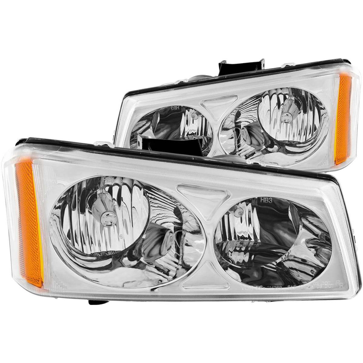 Headlight Set Crystal Clear Lens Chrome Housing Pair Does Not Fit Avalanche Models With Body Cladding Chevrolet Avalanche 1500/Avalanche/Avalanche Silverado 2500 2003-2006, Chevrolet Silverado 1500/1500 HD/2500 HD/3500 2003-2007 AnzoUSA