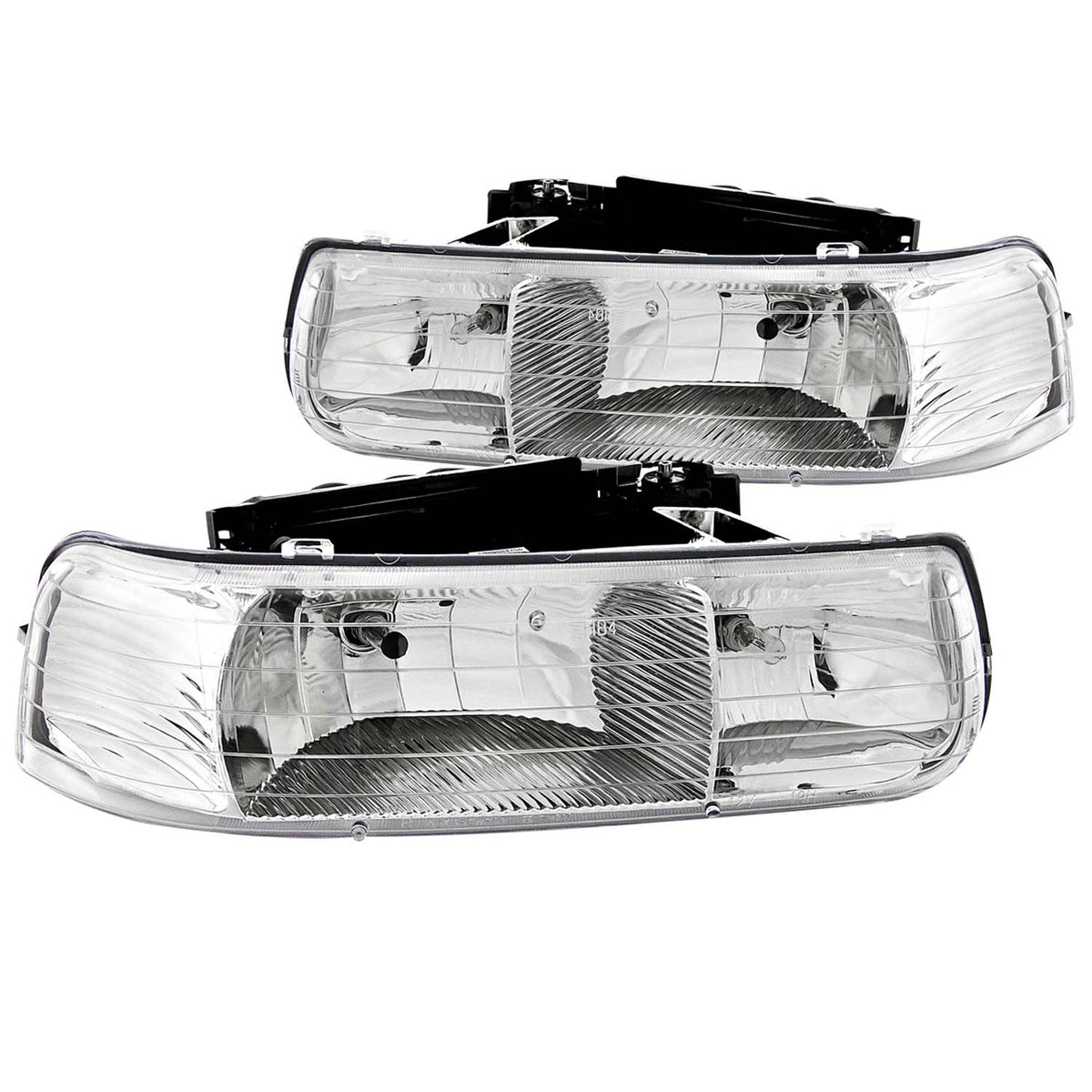 Headlight Set Crystal Clear Lens Chrome Housing Pair Does Not Fit Gmc Models Chevrolet Silverado 1500/2500 1999-2002, 1500 HD/2500 HD/3500 2001-2002, Chevrolet Suburban 1500/2500/Tahoe 2000-2006 AnzoUSA