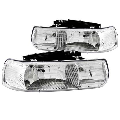 Headlight Set Crystal Clear Lens Chrome Housing Pair Does Not Fit Gmc Models Chevrolet Silverado 1500/2500 1999-2002, 1500 HD/2500 HD/3500 2001-2002, Chevrolet Suburban 1500/2500/Tahoe 2000-2006 AnzoUSA