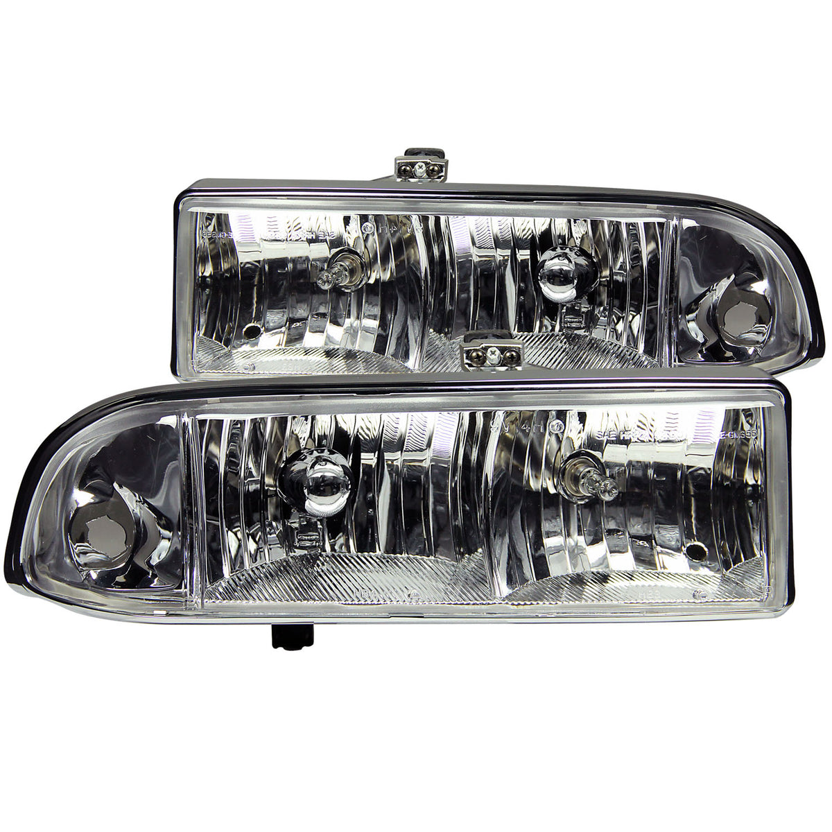 Headlight Set Crystal Clear Lens Chrome Housing Pair Not For Use W/Factory Fog Lights Does Not Fit Models With Factory Fog Lights Chevrolet Blazer/S10 1998-2004 AnzoUSA