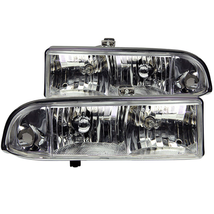 Headlight Set Crystal Clear Lens Chrome Housing Pair Not For Use W/Factory Fog Lights Does Not Fit Models With Factory Fog Lights Chevrolet Blazer/S10 1998-2004 AnzoUSA