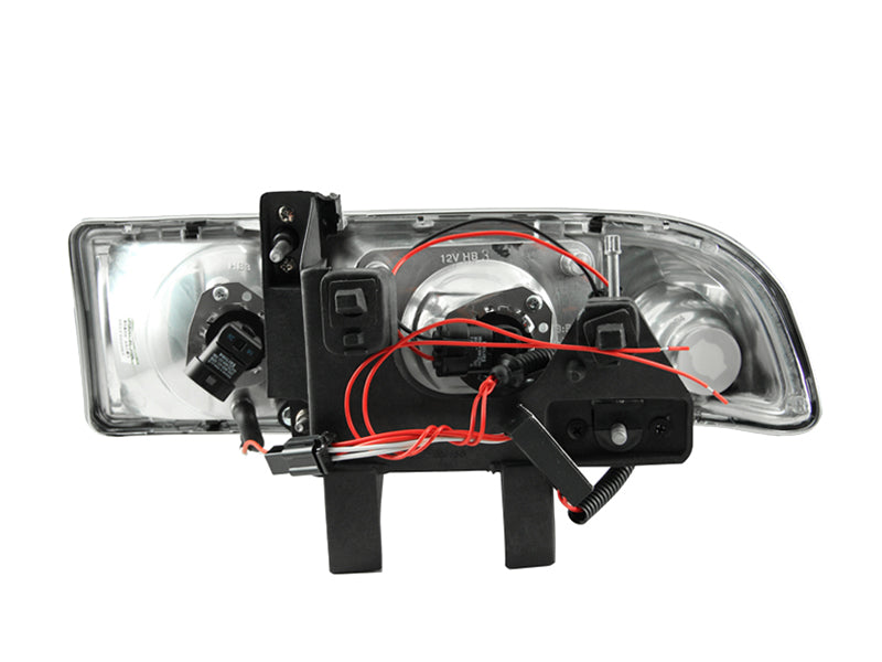 Headlight Set Projector w/Halo Clear Lens Pair LED Black Not For Use W/Factory Fog Lights Does Not Fit Models With Factory Fog Lights Chevrolet Blazer/S10 1998-2004 AnzoUSA-1