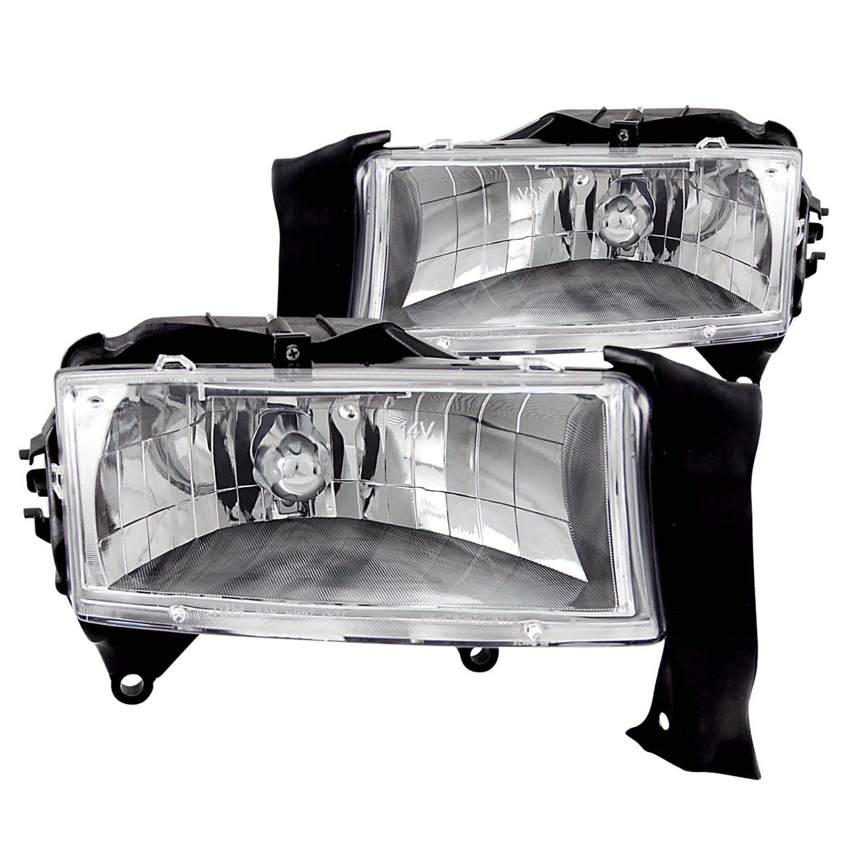 Headlight Set Crystal Pair Crystal Clear Lens Chrome Housing Dodge Dakota 1997-2004, Dodge Durango 1998-2003 AnzoUSA