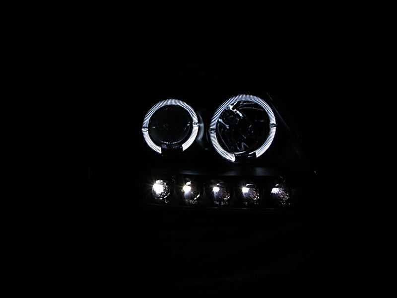 Headlight Set Projector w/Halo Clear Lens Black Housing Pair w/1 Pc. LED Does Not Fit F-150 Svt Lightning Models Ford Expedition 1997-2002, Ford F-150 1997-2003 AnzoUSA-2