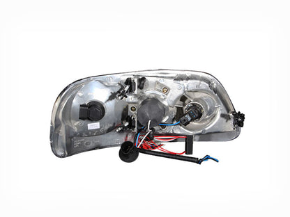 Headlight Set Projector w/Halo Clear Lens Chrome Housing Pair w/1 Pc. LED Does Not Fit F-150 Svt Lightning Models Ford Expedition 1997-2002, Ford F-150 1997-2003 AnzoUSA-1