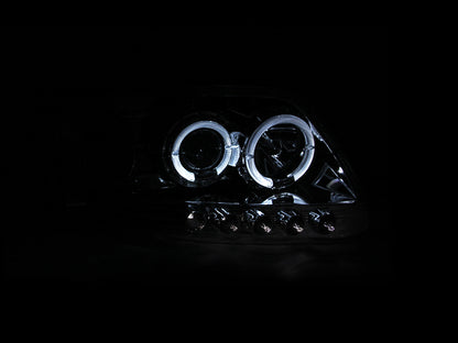 Headlight Set Projector w/Halo Clear Lens Chrome Housing Pair w/1 Pc. LED Does Not Fit F-150 Svt Lightning Models Ford Expedition 1997-2002, Ford F-150 1997-2003 AnzoUSA-2