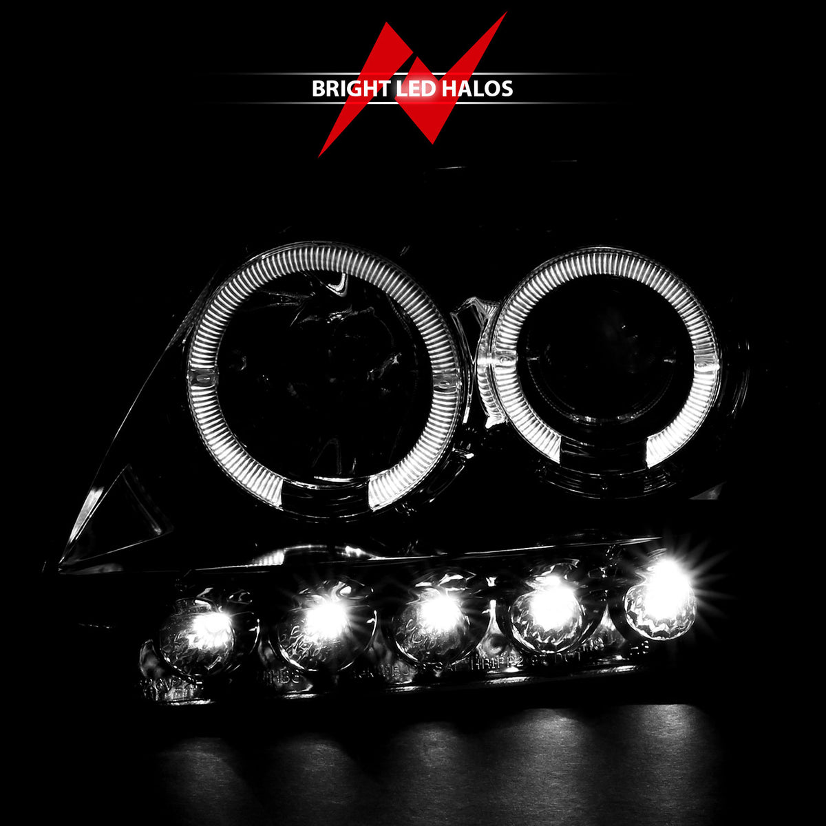 Headlight Set Projector w/Halo Clear Lens Chrome Housing Pair w/1 Pc. LED Does Not Fit F-150 Svt Lightning Models Ford Expedition 1997-2002, Ford F-150 1997-2003 AnzoUSA-8