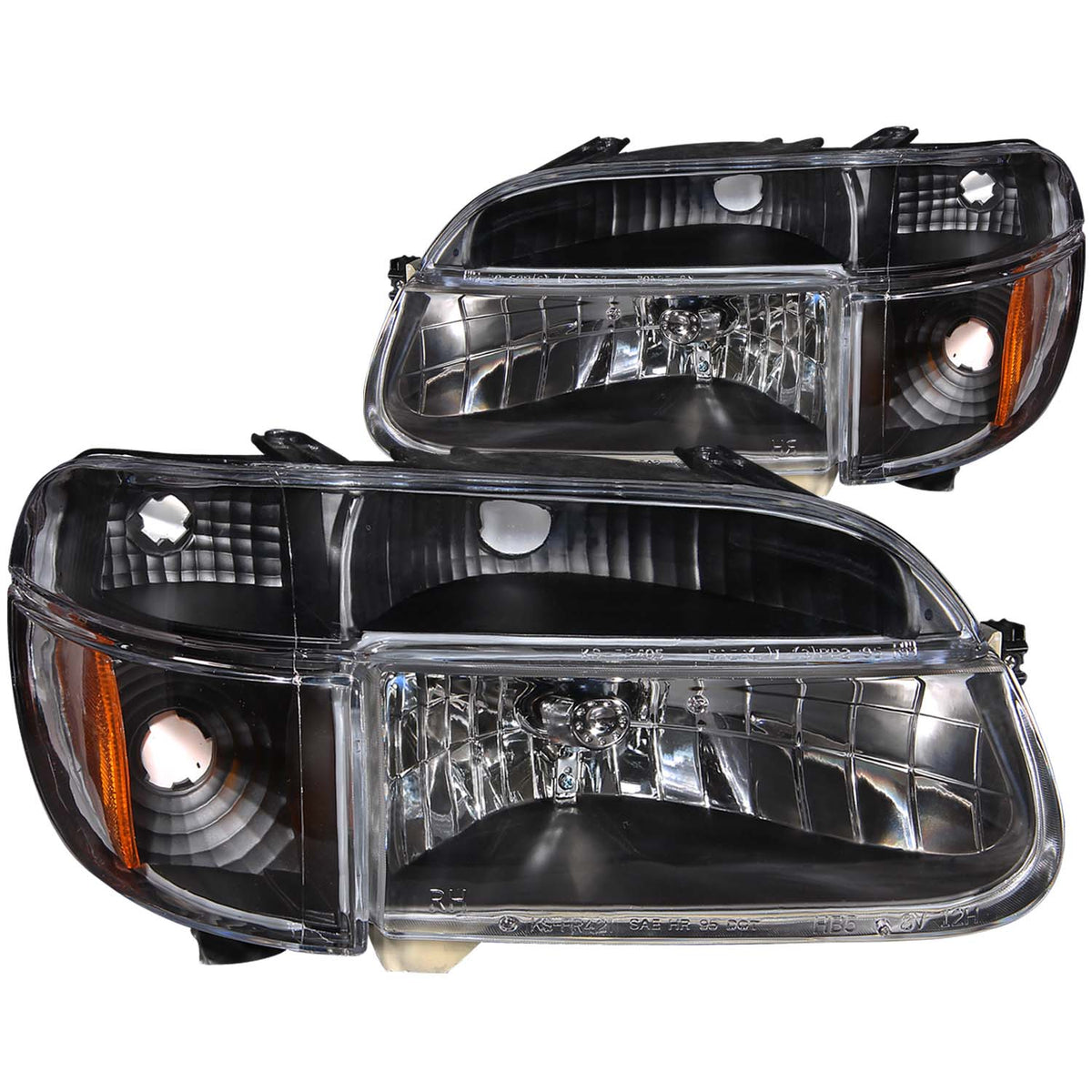 Headlight Set Crystal Headlights Black W/ Corner Lights 2pc Ford Explorer 1995-2001 AnzoUSA